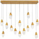Beyond Martini LED 40 inch Aged Brass Multi-Light Pendant Ceiling Light in Optic, Linear Canopy
