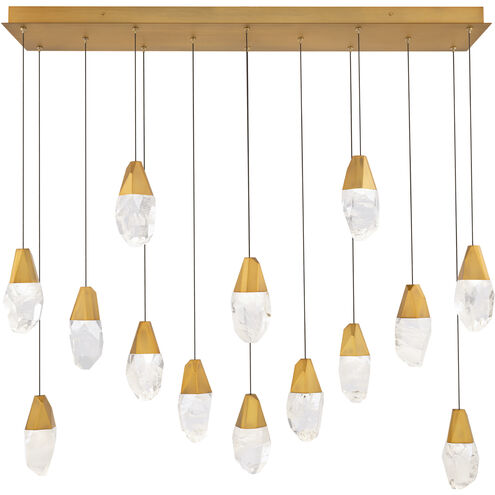 Beyond Martini LED 40 inch Aged Brass Multi-Light Pendant Ceiling Light in Optic, Linear Canopy