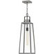 Hugh 1 Light 8.5 inch Antique Brushed Aluminum with Black Outdoor Hanging