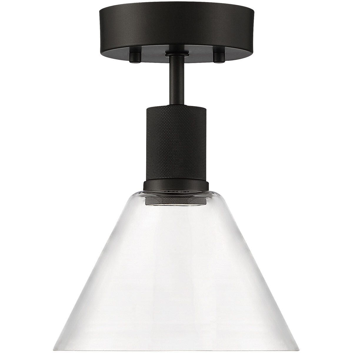 Port Nine LED 8 inch Matte Black Semi-Flush Ceiling Light in Clear