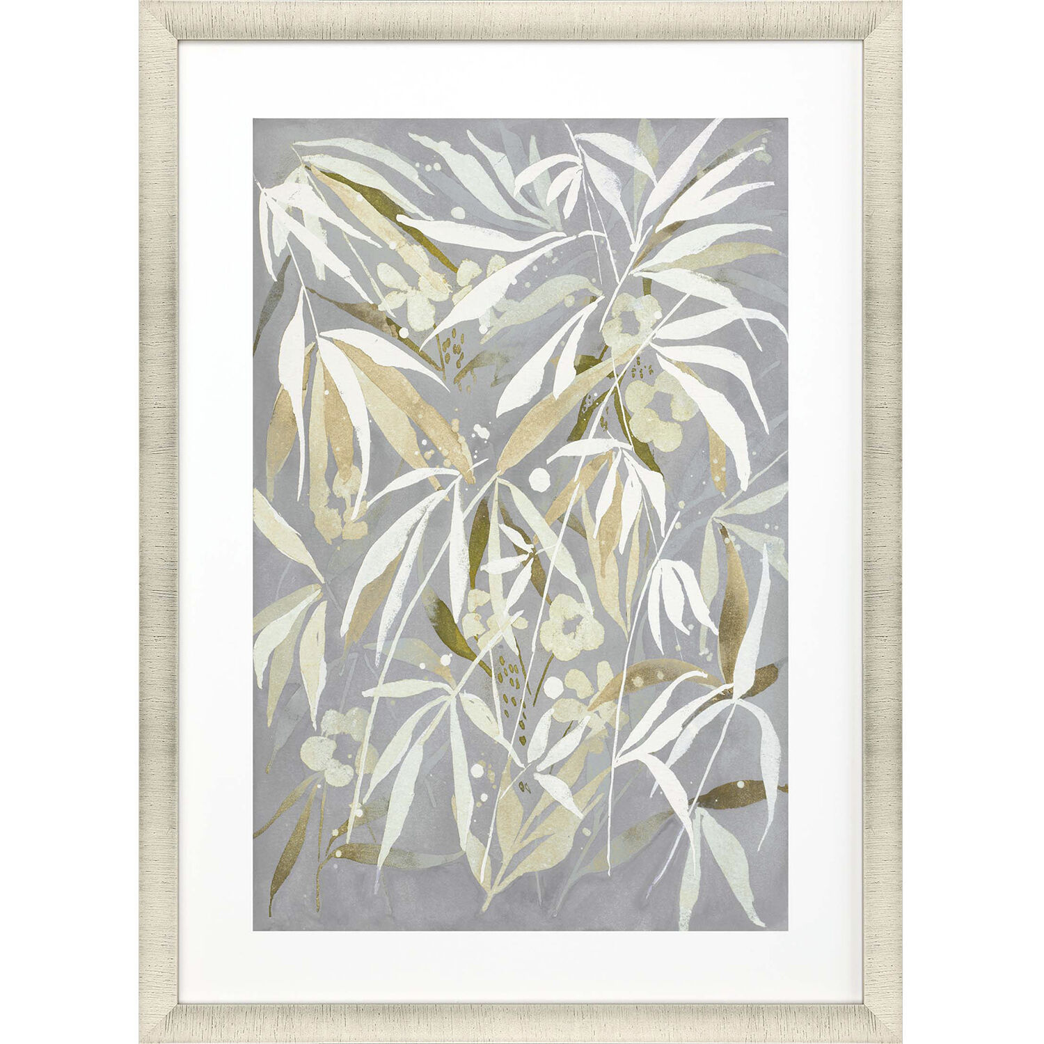 Wild Botanicals Gray and Green and White and Yellow Framed Art