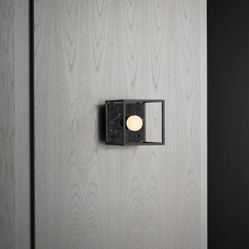 Caged 1 Light 6.69 inch Black Marble Semi-Flush Mount Ceiling Light