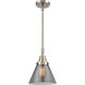 Franklin Restoration X-Large Cone LED 12 inch Brushed Satin Nickel Mini Pendant Ceiling Light in Plated Smoke Glass