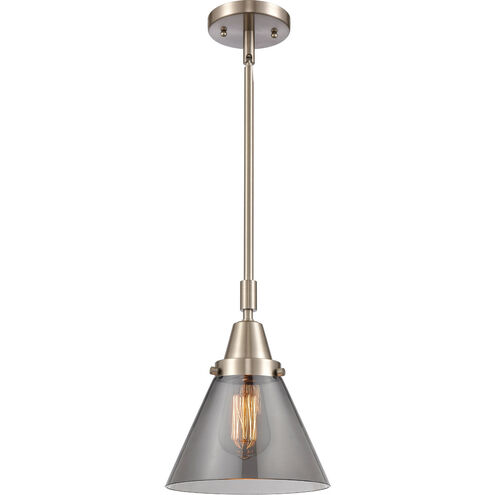 Franklin Restoration X-Large Cone LED 12 inch Brushed Satin Nickel Mini Pendant Ceiling Light in Plated Smoke Glass