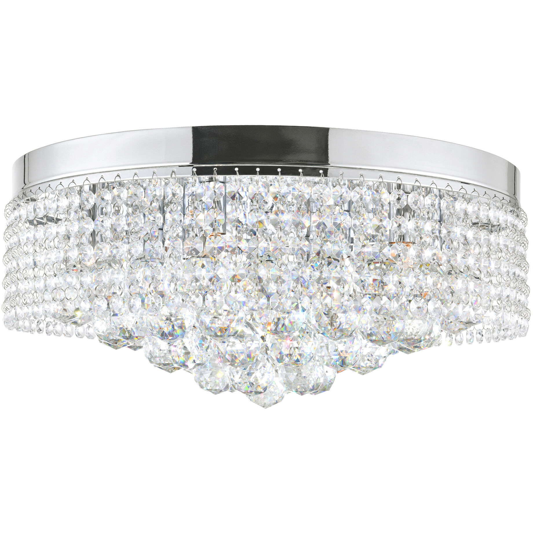 Cascade 10 Light 22 inch Chrome Drum Shade Flush Mount Ceiling Light