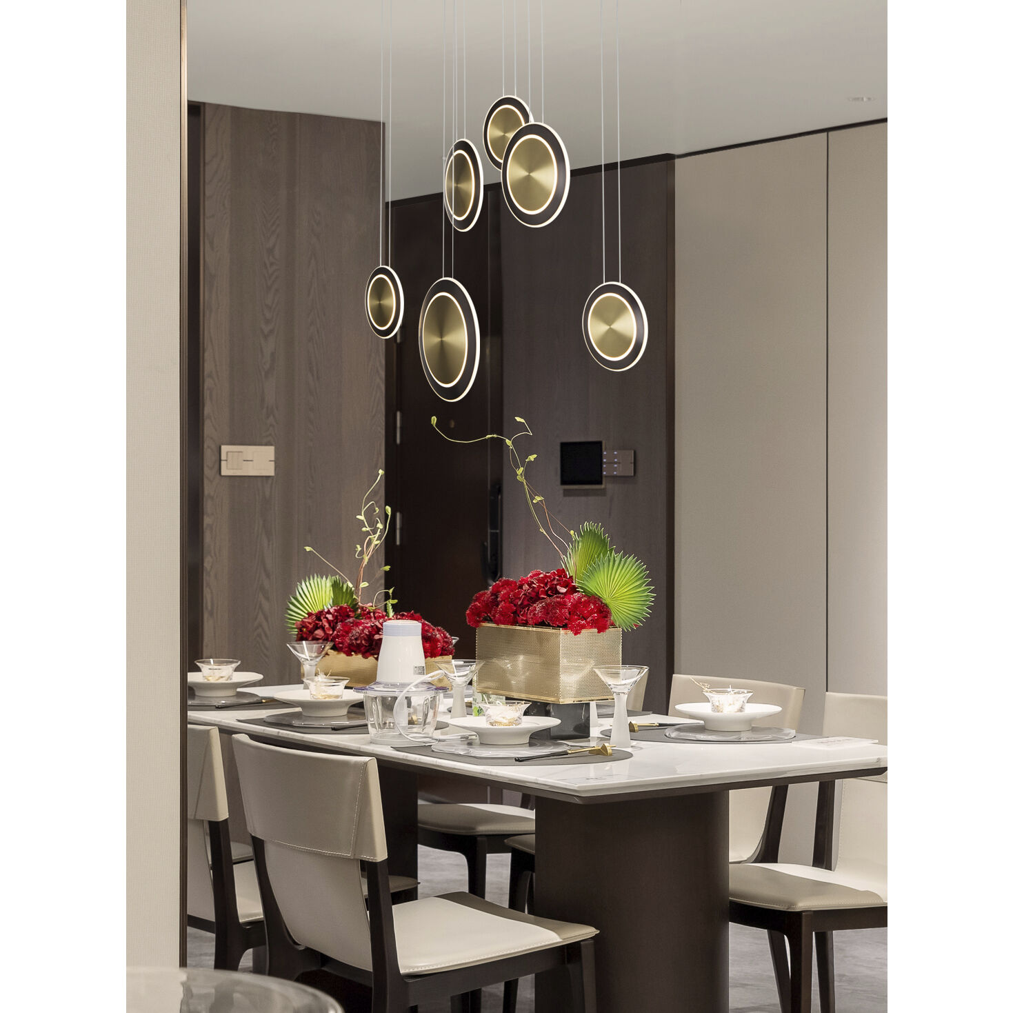 Saturn LED 6 inch Antique Brass and Black Bronze Multi Pendant Ceiling Light