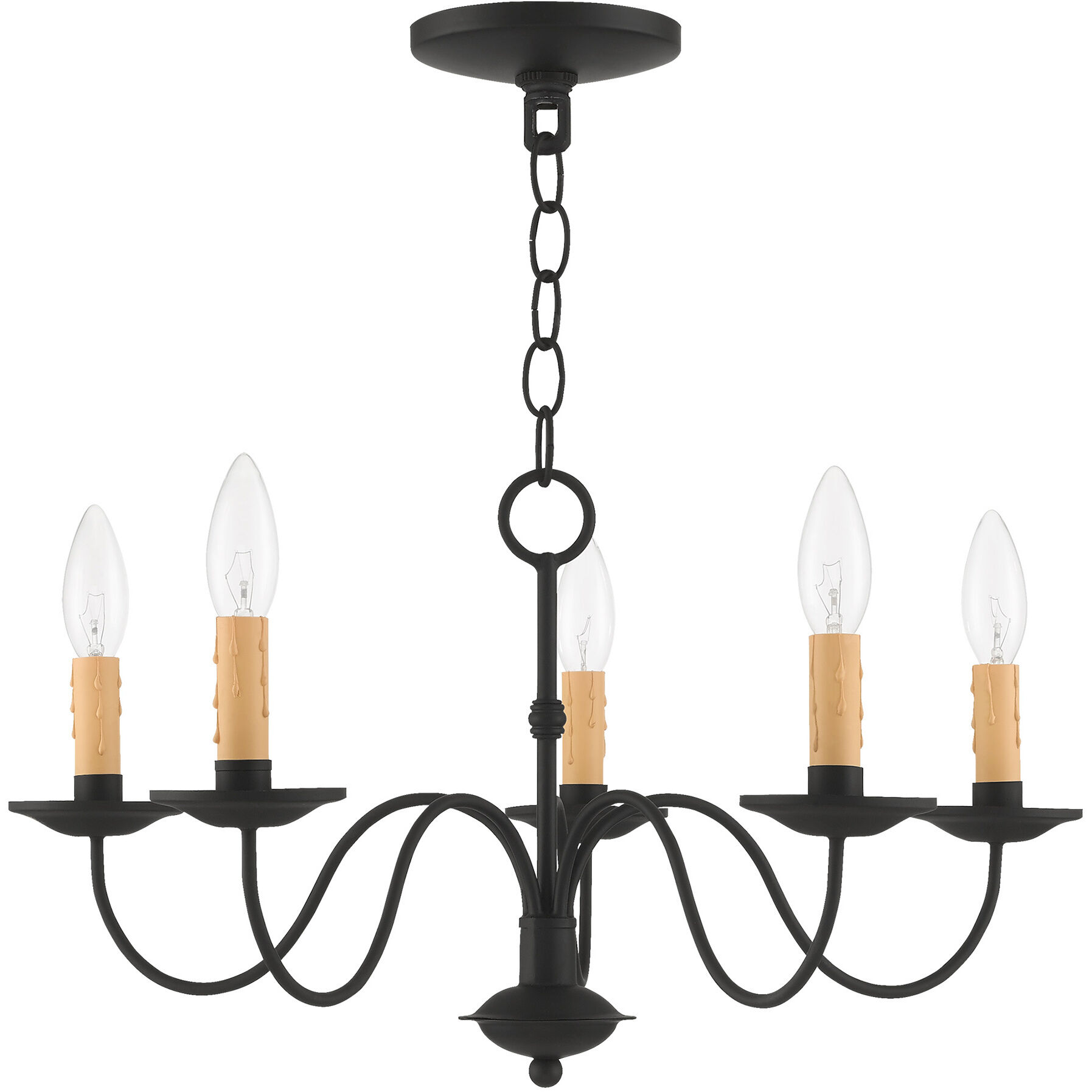 Heritage 5 Light 20 inch Black Chandelier Ceiling Light