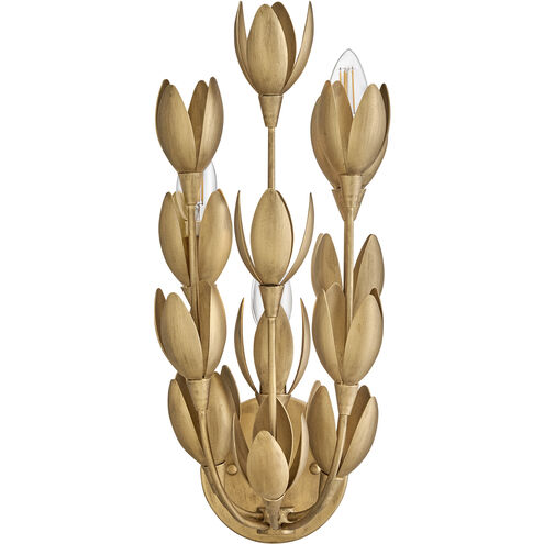 Lisa McDennon Flora 3 Light 7 inch Burnished Gold Sconce Wall Light, Sconce