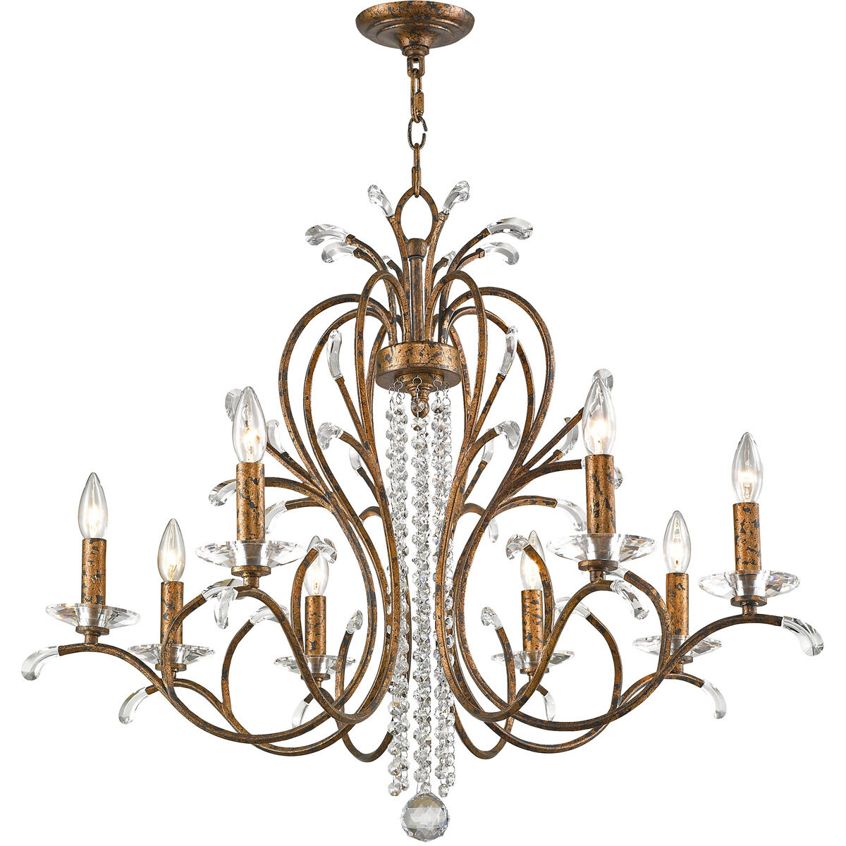 Serafina 8 Light 33 inch Hand Applied Venetian Golden Bronze Chandelier Ceiling Light