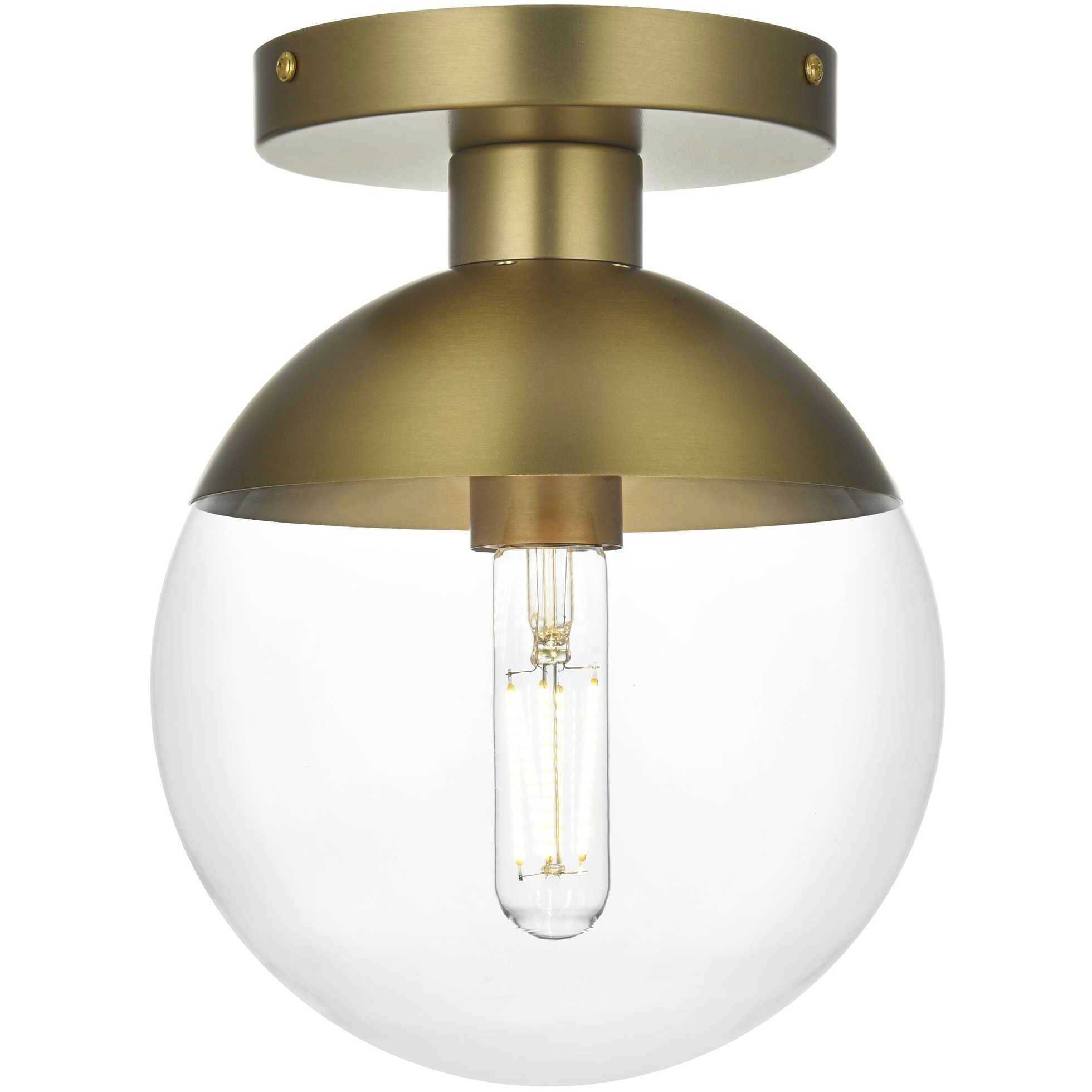 Eclipse 1 Light 8 inch Satin Gold Flush Mount Ceiling Light