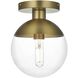 Eclipse 1 Light 8 inch Satin Gold Flush Mount Ceiling Light