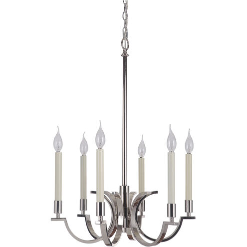 Crescent 6 Light 21 inch Polished Nickel Chandelier Ceiling Light, Jeremiah