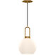 Alora Mood Soji 1 Light 7.88 inch Aged Gold Pendant Ceiling Light in Opal Glass