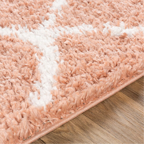 California Shag 87 X 63 inch Pale Pink/White Rugs, Rectangle