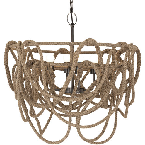 Macon 4 Light 26 inch Natural with Pewter Chandelier Ceiling Light