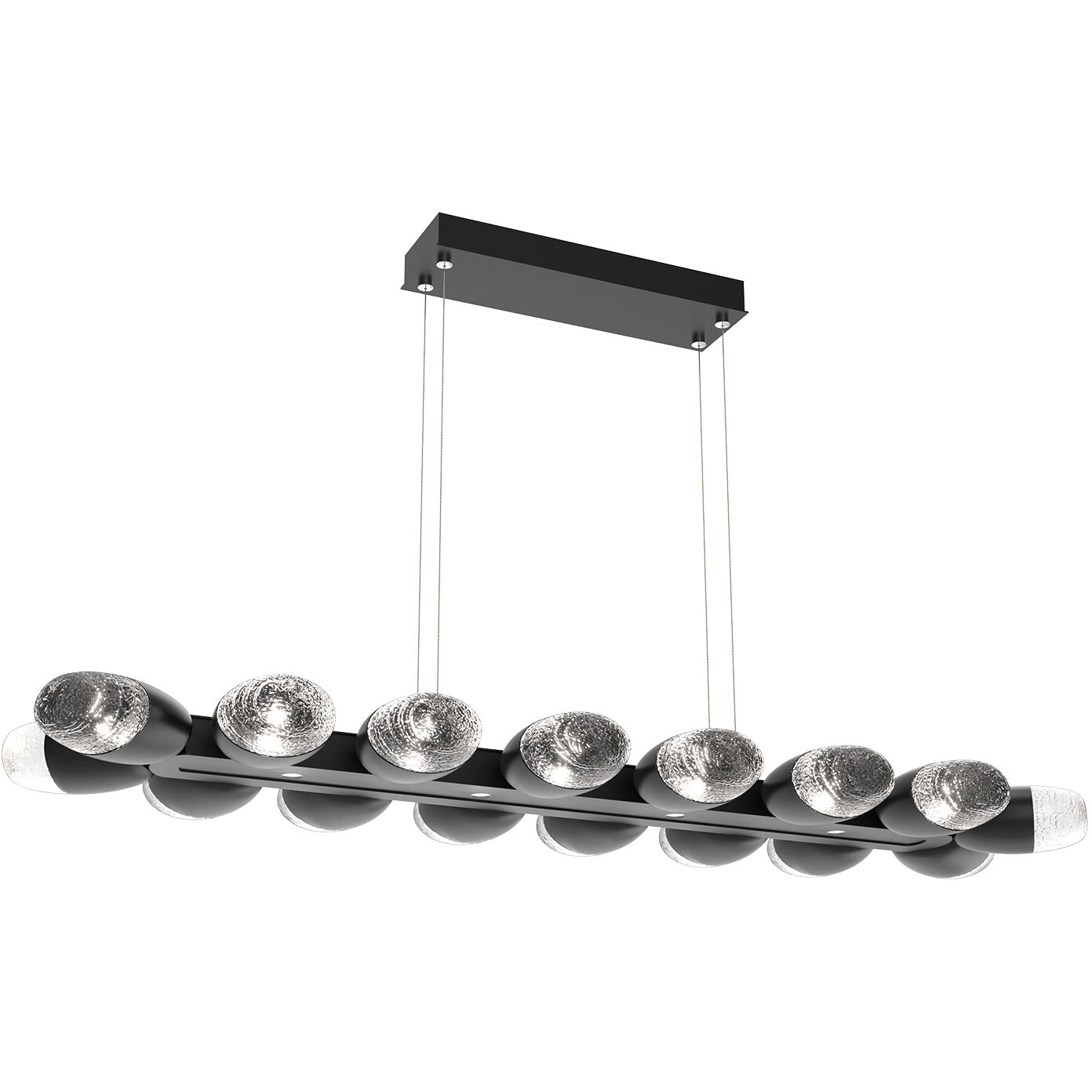 Pebble LED Matte Black Linear Pendant Ceiling Light in 3000K LED