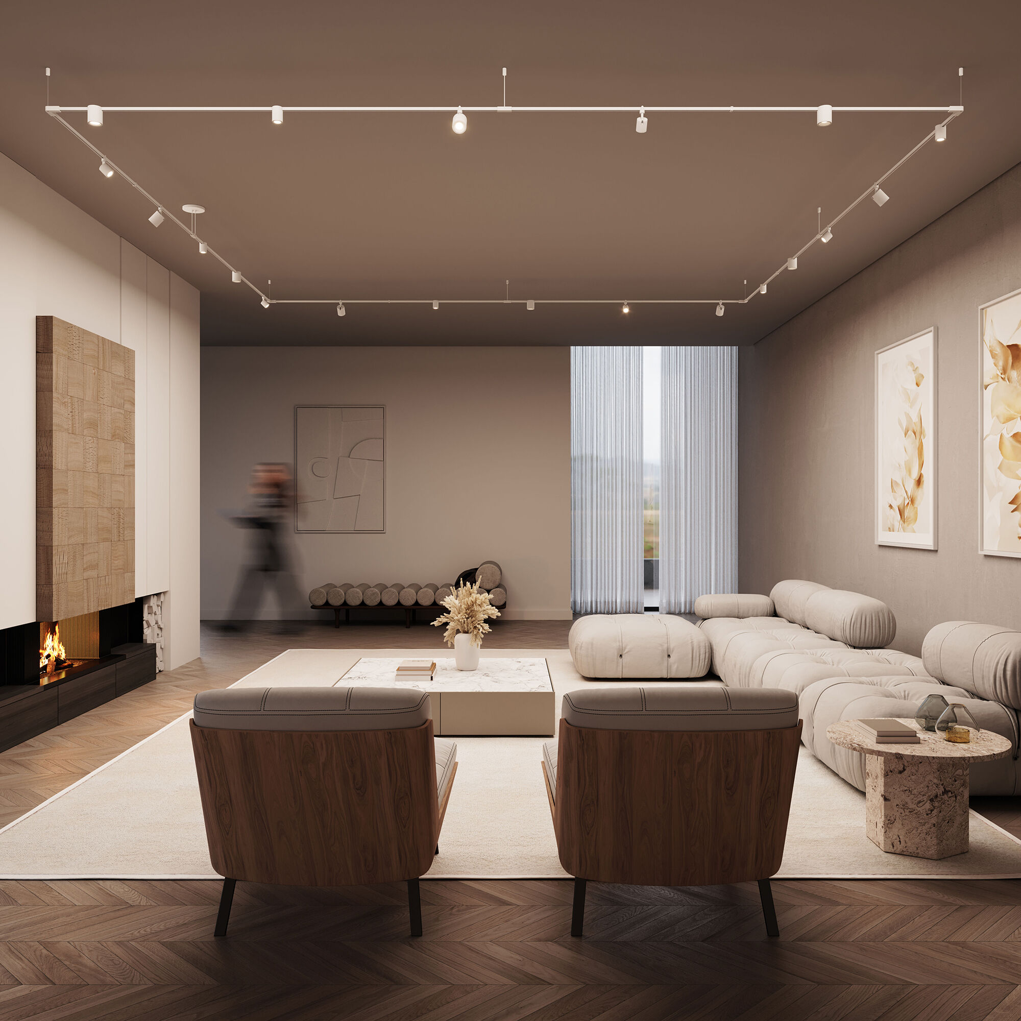 Suspenders LED 147 inch Satin White Chandelier Ceiling Light