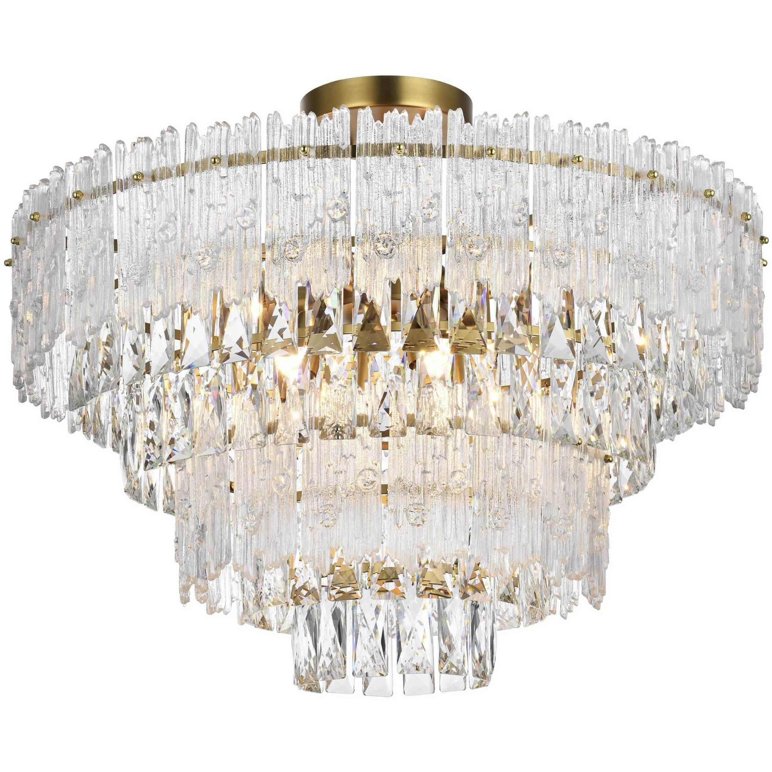 Emilia 8 Light 25 inch Satin Gold Flush Mount Ceiling Light