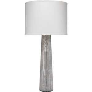 Striped Silver Pillar 38 inch 150.00 watt Clear Seeded Table Lamp Portable Light