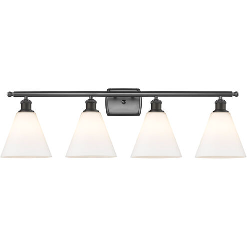 Ballston Ballston Cone 4 Light 38 inch Oil Rubbed Bronze Bath Vanity Light Wall Light in Matte White Glass