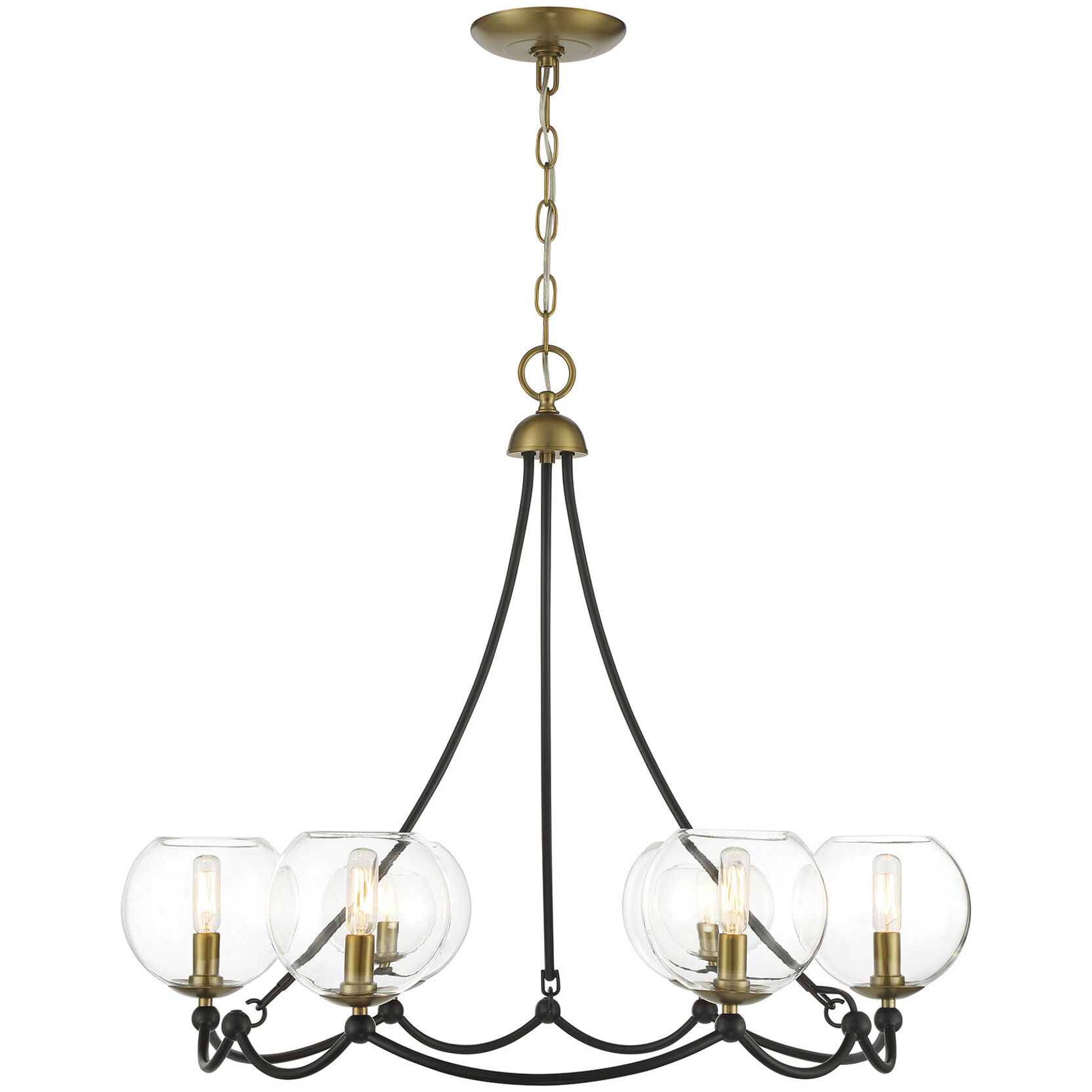 Vantage Kearney Park 6 Light 29 inch Coal and Soft Brass Chandelier Ceiling Light