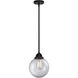 Nouveau 2 Beacon 1 Light 8 inch Matte Black Mini Pendant Ceiling Light in Incandescent, Clear