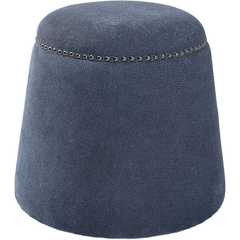 Gumdrop 17 inch Denim Blue Chenille with Black Nickel Details Ottoman