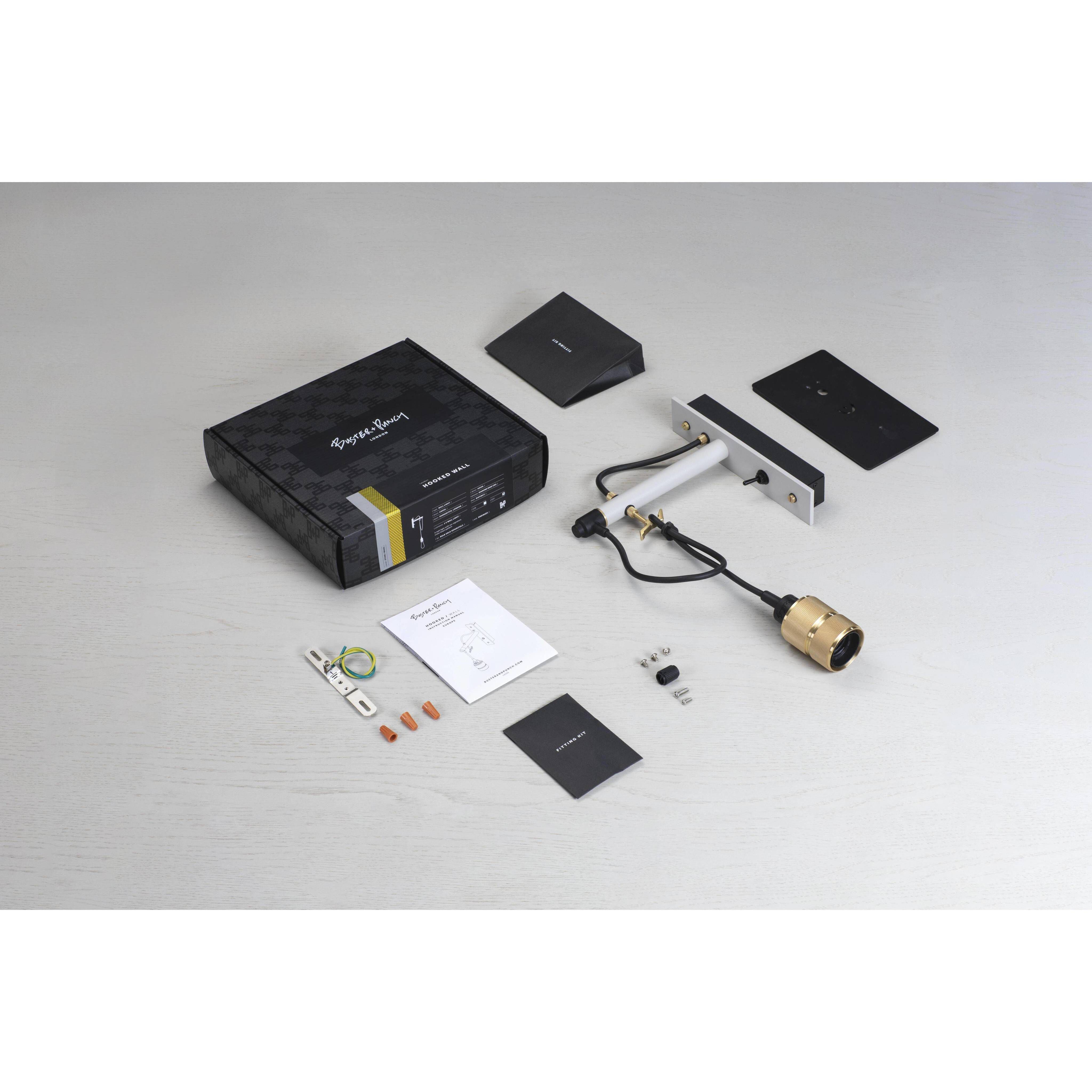 Hooked Wall Light in Stone / Steel