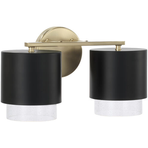 Weller 2 Light 15 inch Matte Brass and Black Vanity Light Wall Light