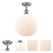 Ballston Large Athens 1 Light 10 inch Polished Chrome Semi-Flush Mount Ceiling Light in Matte White Glass, Ballston