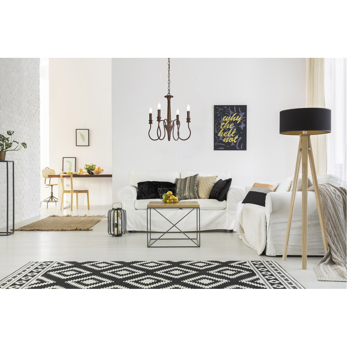 Flynx 4 Light 17 inch Weathered Oak Pendant Ceiling Light