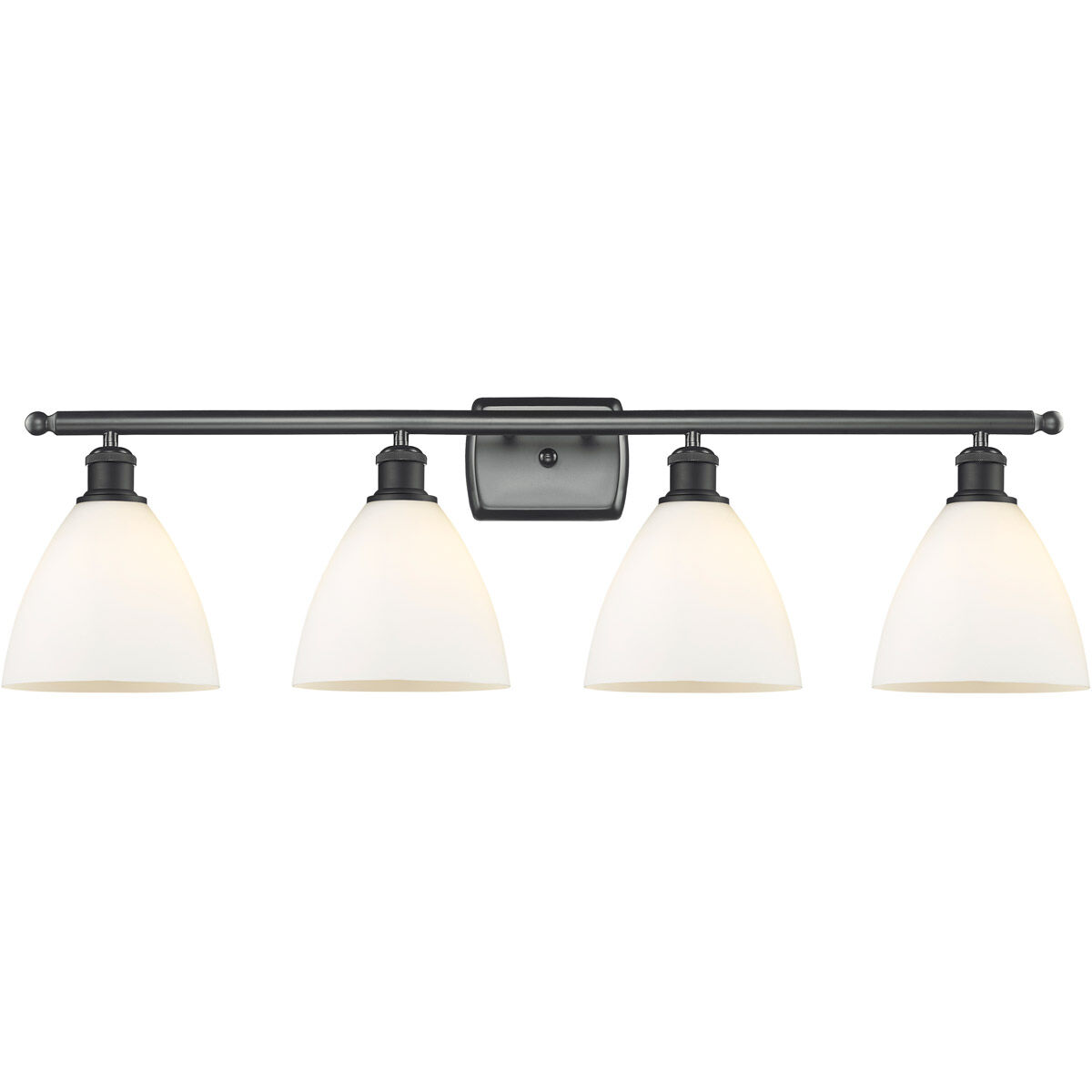 Ballston Ballston Dome 4 Light 38 inch Matte Black Bath Vanity Light Wall Light in Matte White Glass