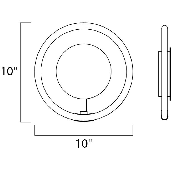 Ringer LED 10 inch Black and Polished Chrome Wall Sconce Wall Light