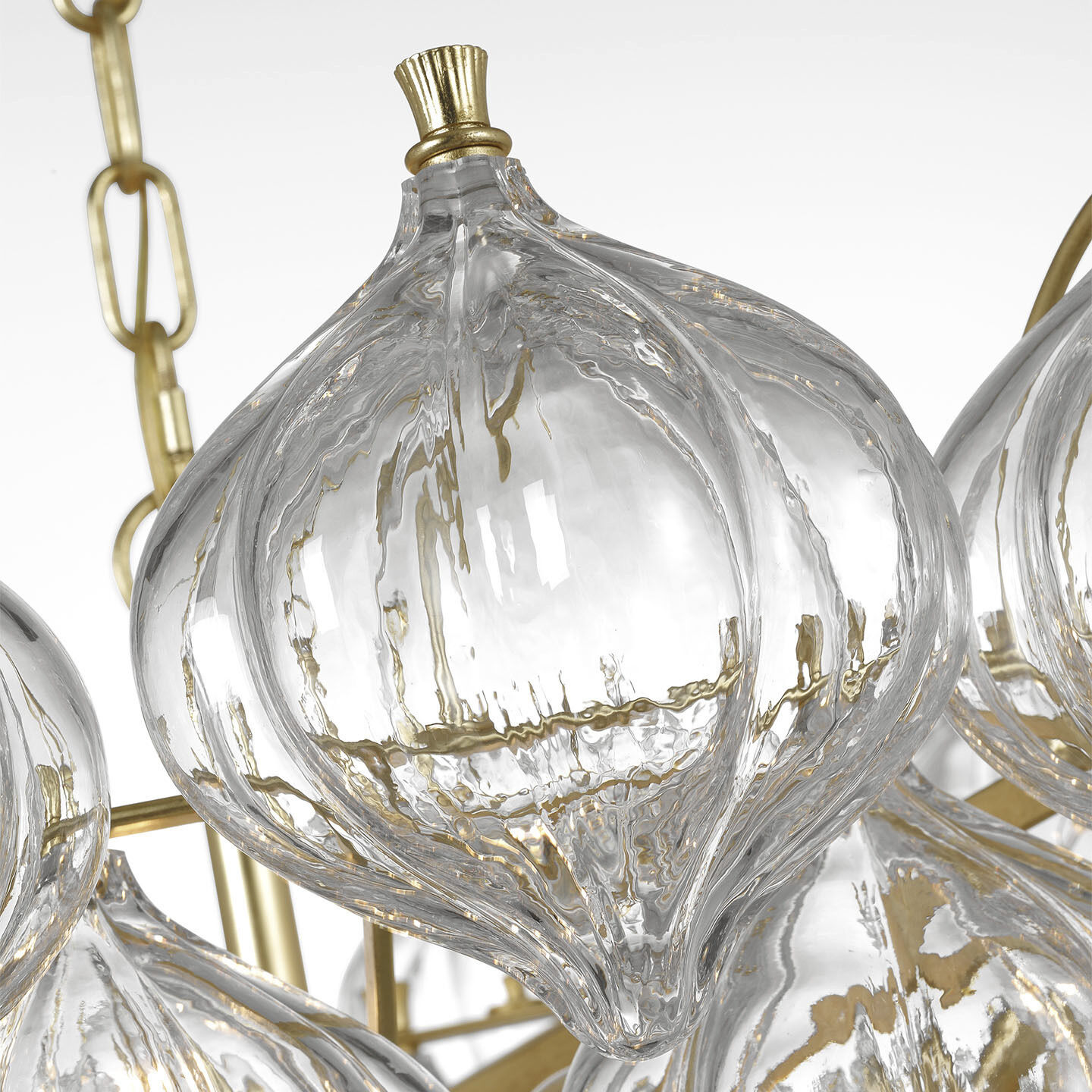 Julie Neill Caselli LED 35.5 inch Gild Basket Chandelier Ceiling Light in Clear Glass