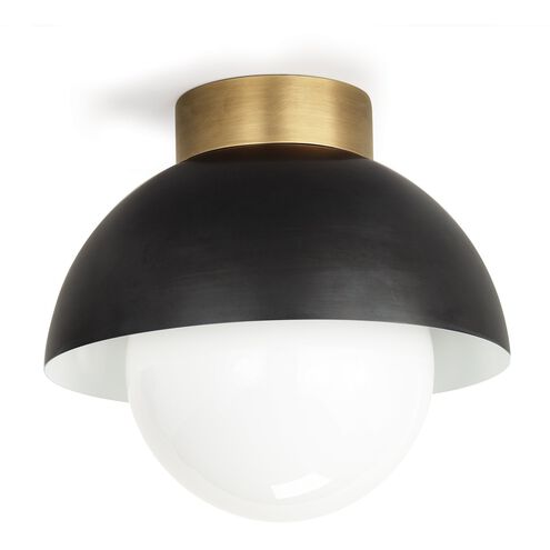 Montreux 1 Light 11.75 inch Oil Rubbed Bronze and Natural Brass Flush Mount Ceiling Light