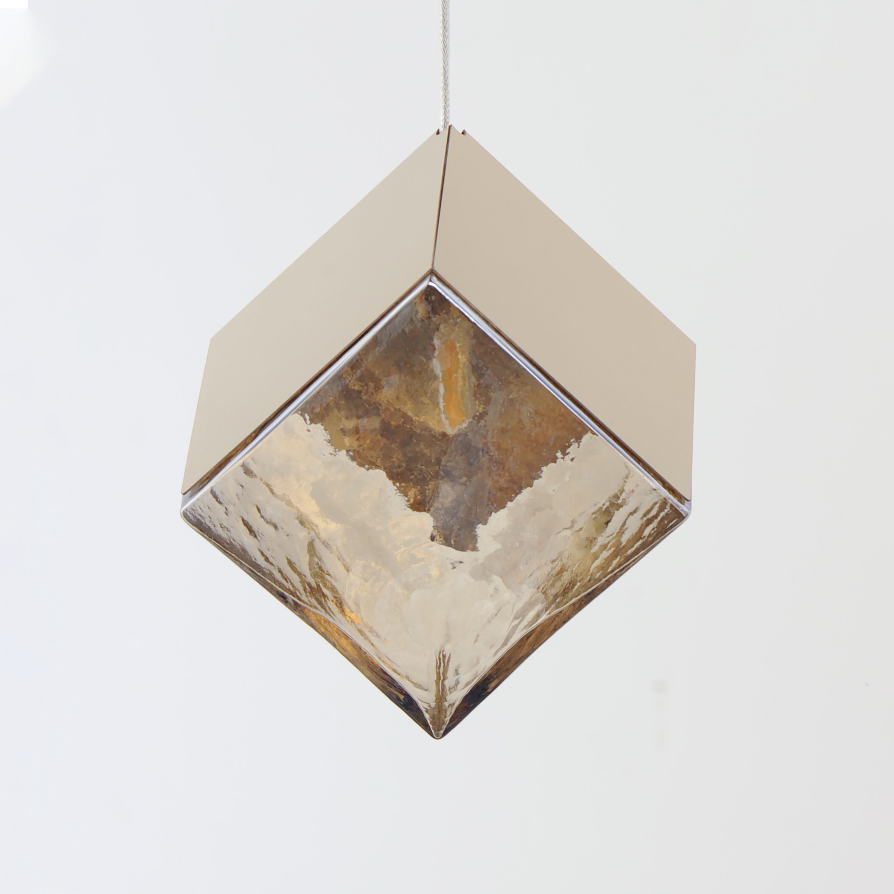 Ice Cube LED 7 inch French Gold Single Pendant Ceiling Light