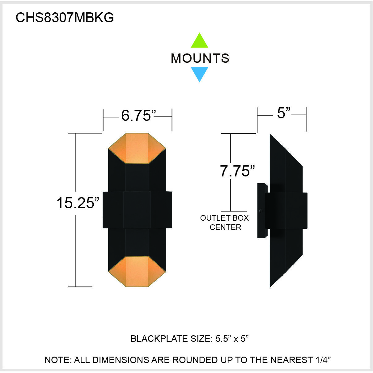 Chasm LED 15 inch Matte Black Gold Outdoor Wall Lantern