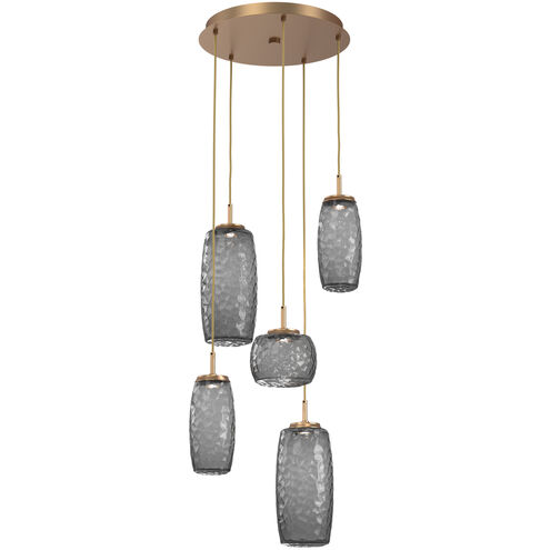 Vessel LED Novel Brass Multi-Pendant Ceiling Light in Smoke, 2700K LED
