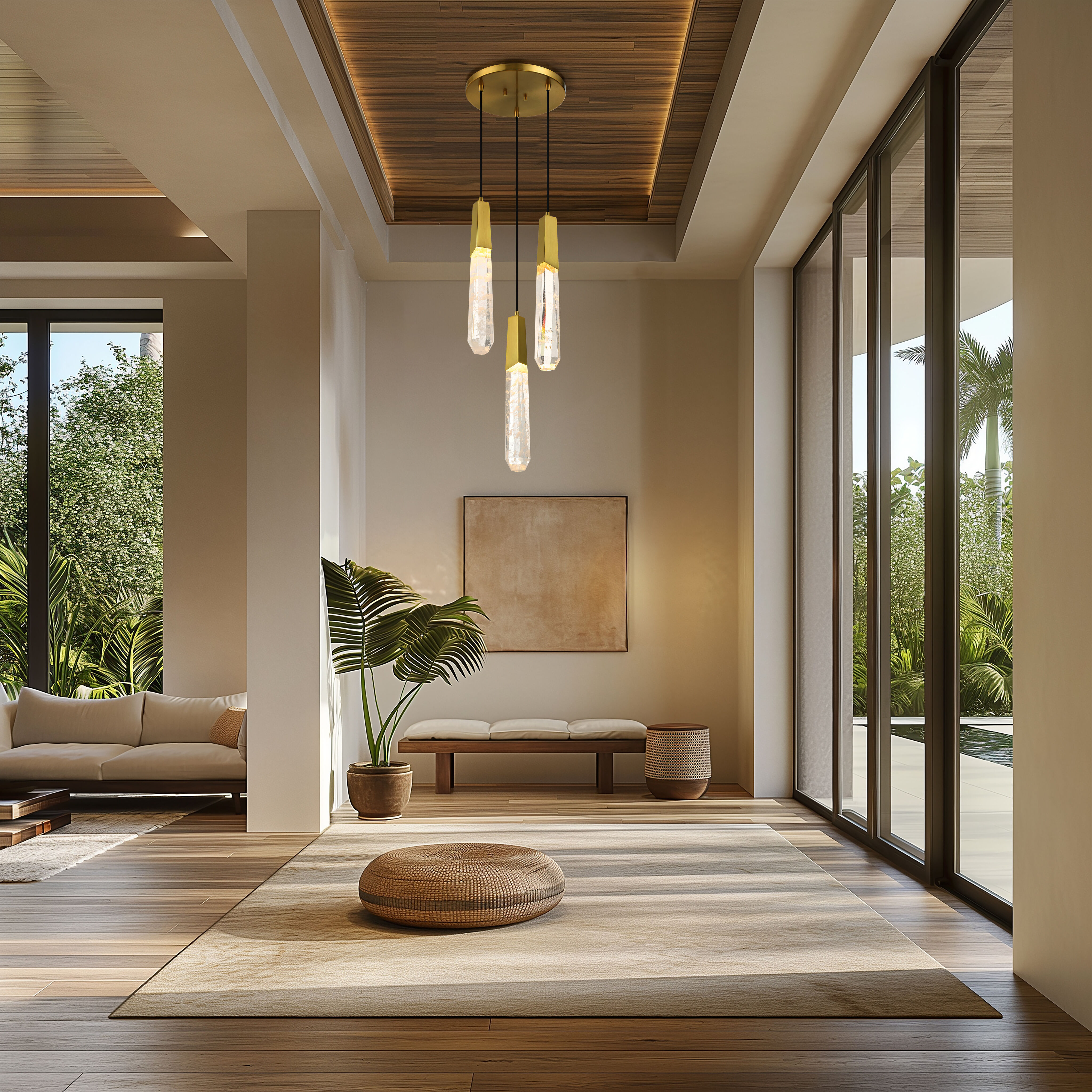 Drifting Droplets LED 11.63 inch Brushed Brass Pendant Ceiling Light