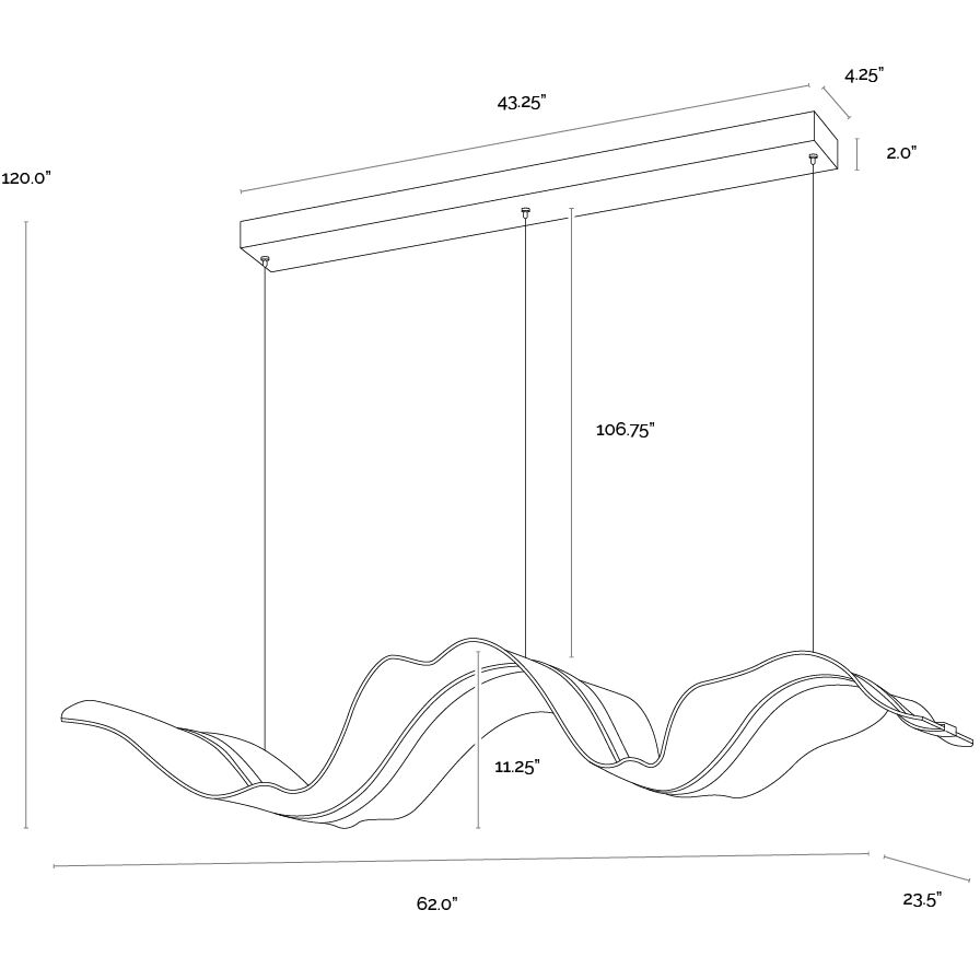 Alun LED 62 inch Brushed Gold with Clear Chandelier Ceiling Light