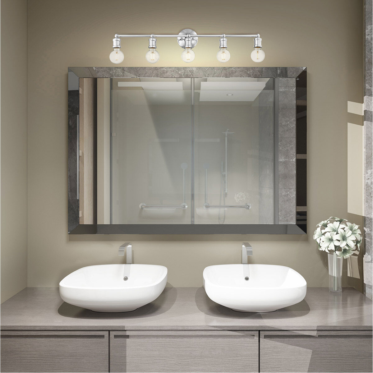 Lansdale 5 Light 34 inch Polished Chrome Vanity Sconce Wall Light