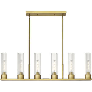 Empire 6 Light 44.25 inch Brushed Brass Linear Pendant Ceiling Light in Clear Glass