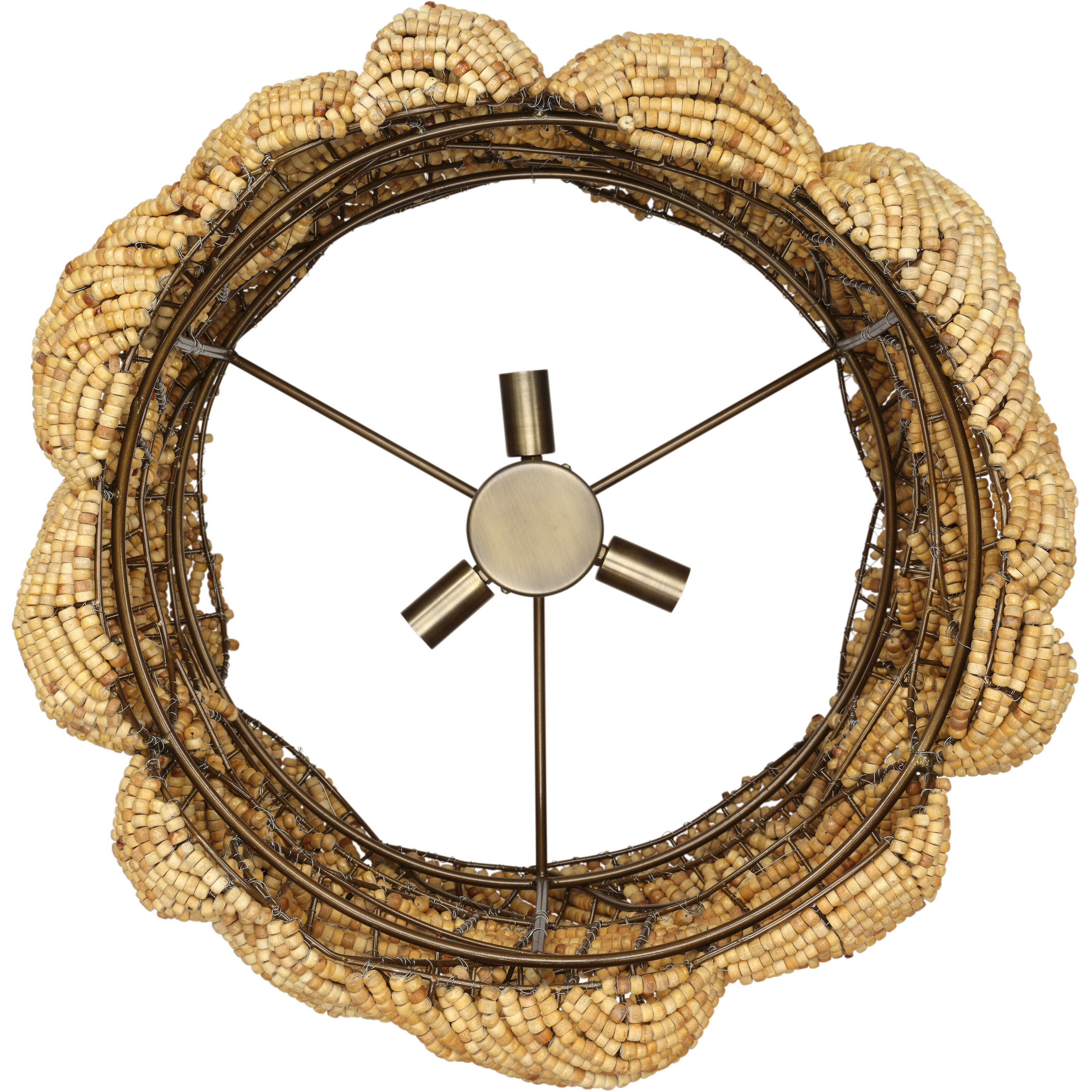 Anguilla LED 25 inch Natural Wood Beads Chandelier Ceiling Light, Small, Inline