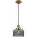 Franklin Restoration Bell LED 8 inch Brushed Brass Mini Pendant Ceiling Light in Plated Smoke, Franklin Restoration