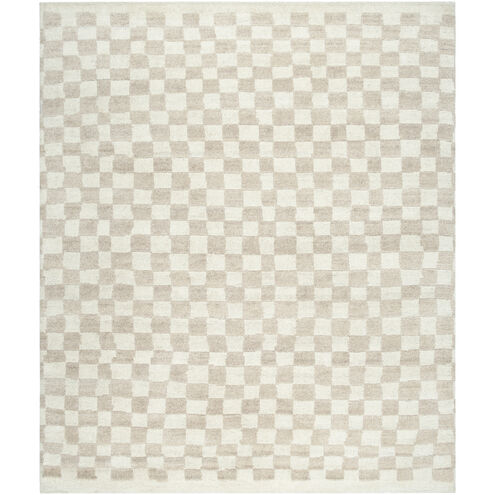Damier 120 X 96 inch Ivory / Beige Handmade Rug in 8 x 10