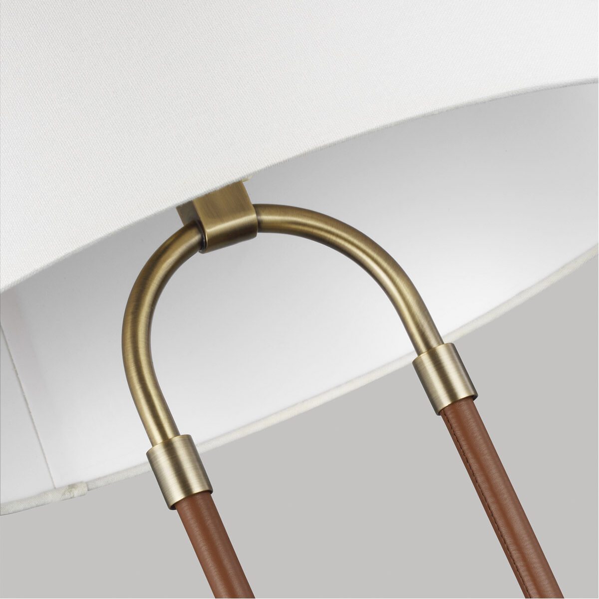 Katie 30 inch 9.50 watt Time Worn Brass / Saddle Leather Table Lamp Portable Light