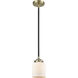 Nouveau Bell LED 5 inch Black Antique Brass Mini Pendant Ceiling Light in Matte White, Nouveau