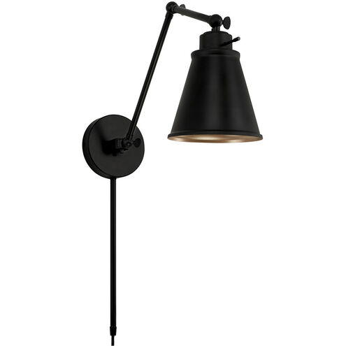 Elijah 17.5 inch 25 watt Matte Black Adjustable Swing Arm Sconce Wall Light