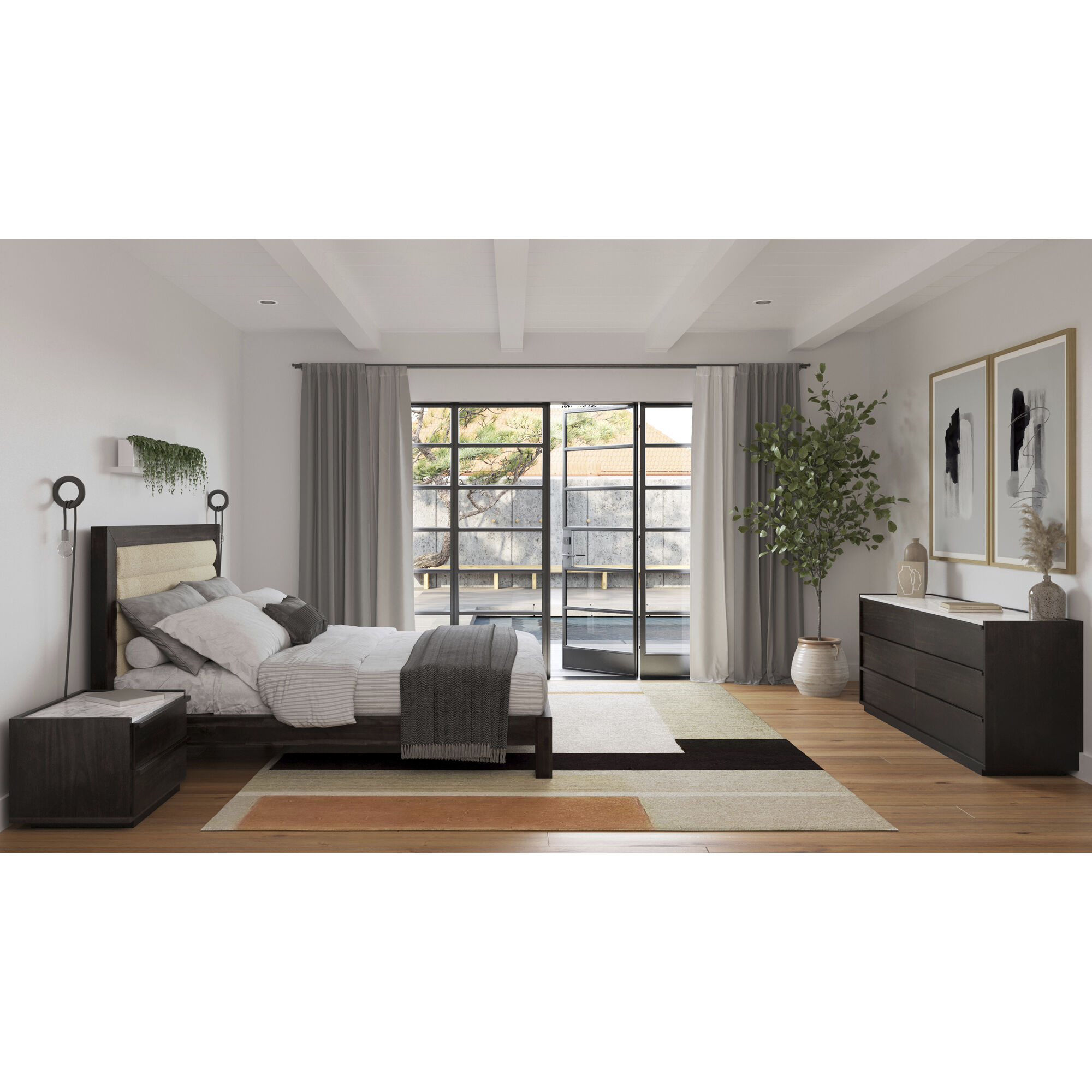 Ashcroft Beige Bed, Queen