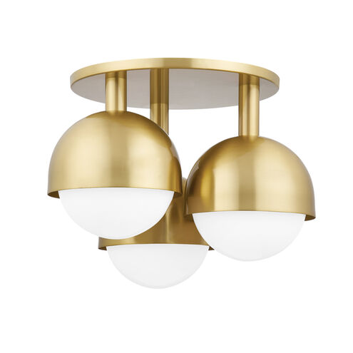 Foster 3 Light 18.75 inch Aged Brass Semi Flush Ceiling Light